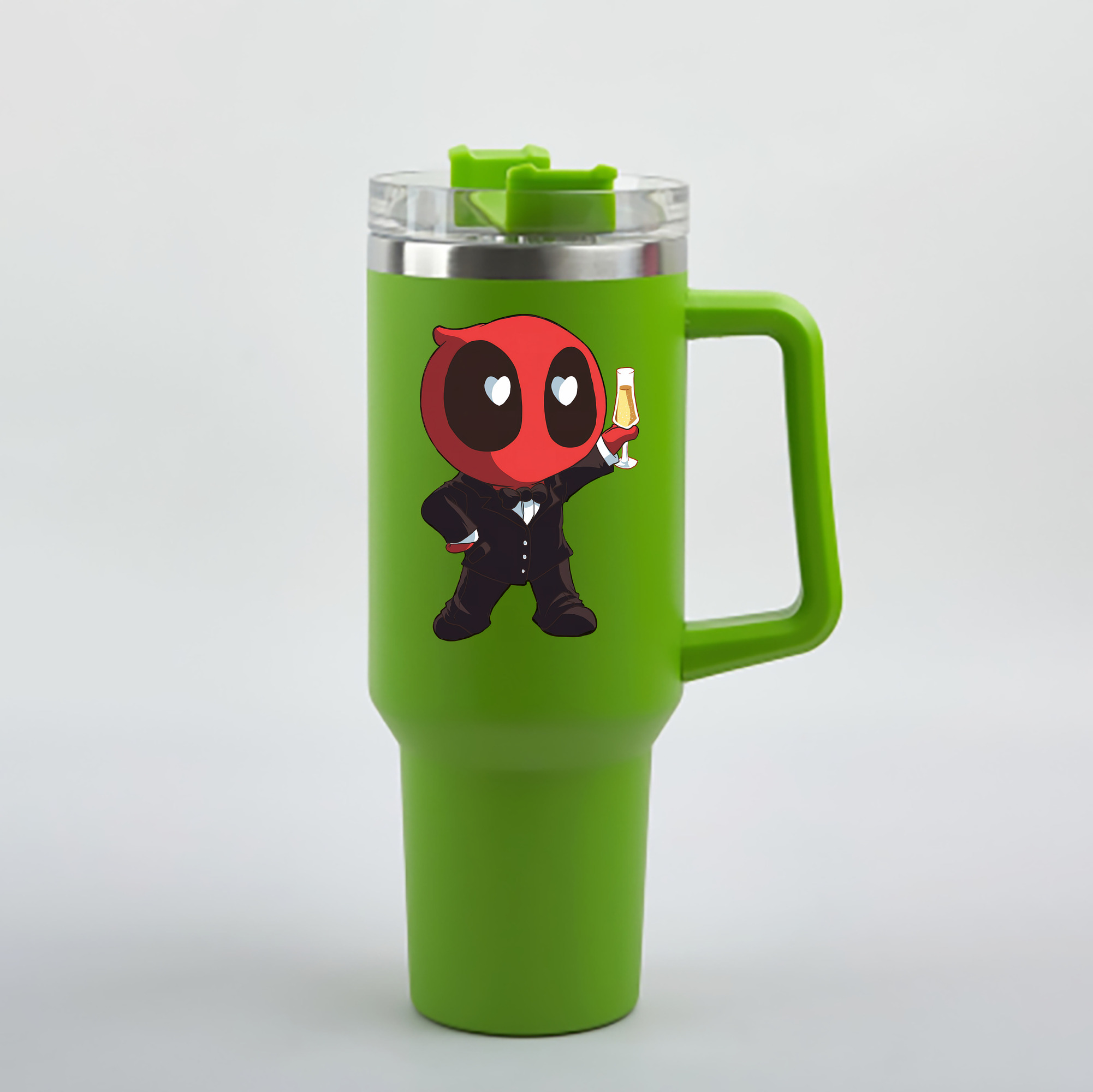 （画像用） Deadpool デッドプール 1200mL車用タンブラー - クリスタルステッカー（プラスチックストロー付き）
